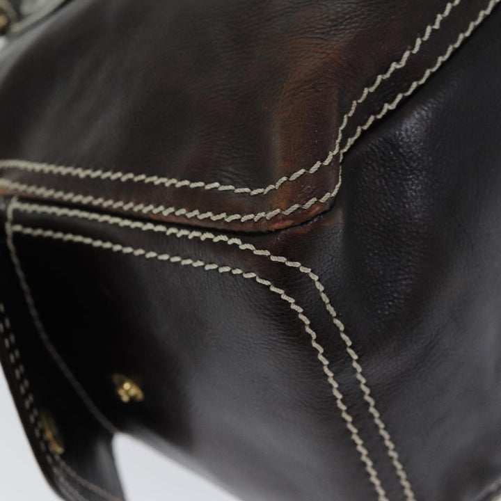Celine Hand Bag Leather Brown  74692