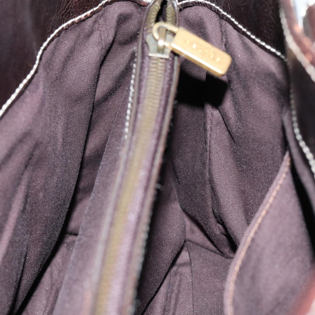 Celine Hand Bag Leather Brown  74692