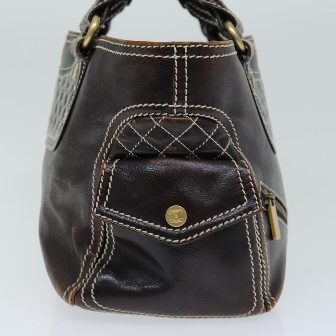 Celine Hand Bag Leather Brown  74692