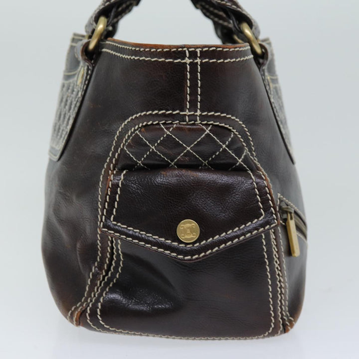 Celine Hand Bag Leather Brown  74692