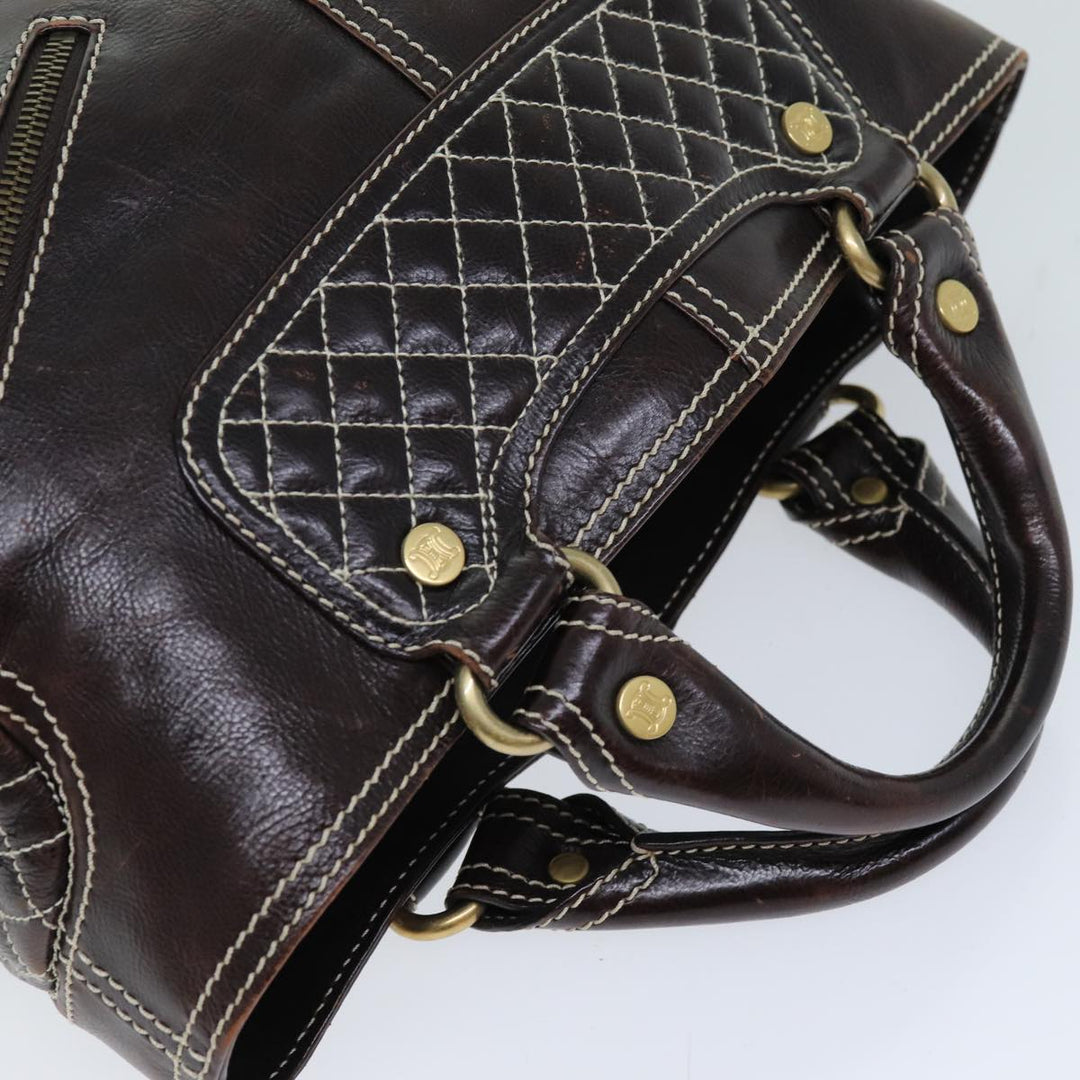 Celine Hand Bag Leather Brown  74692