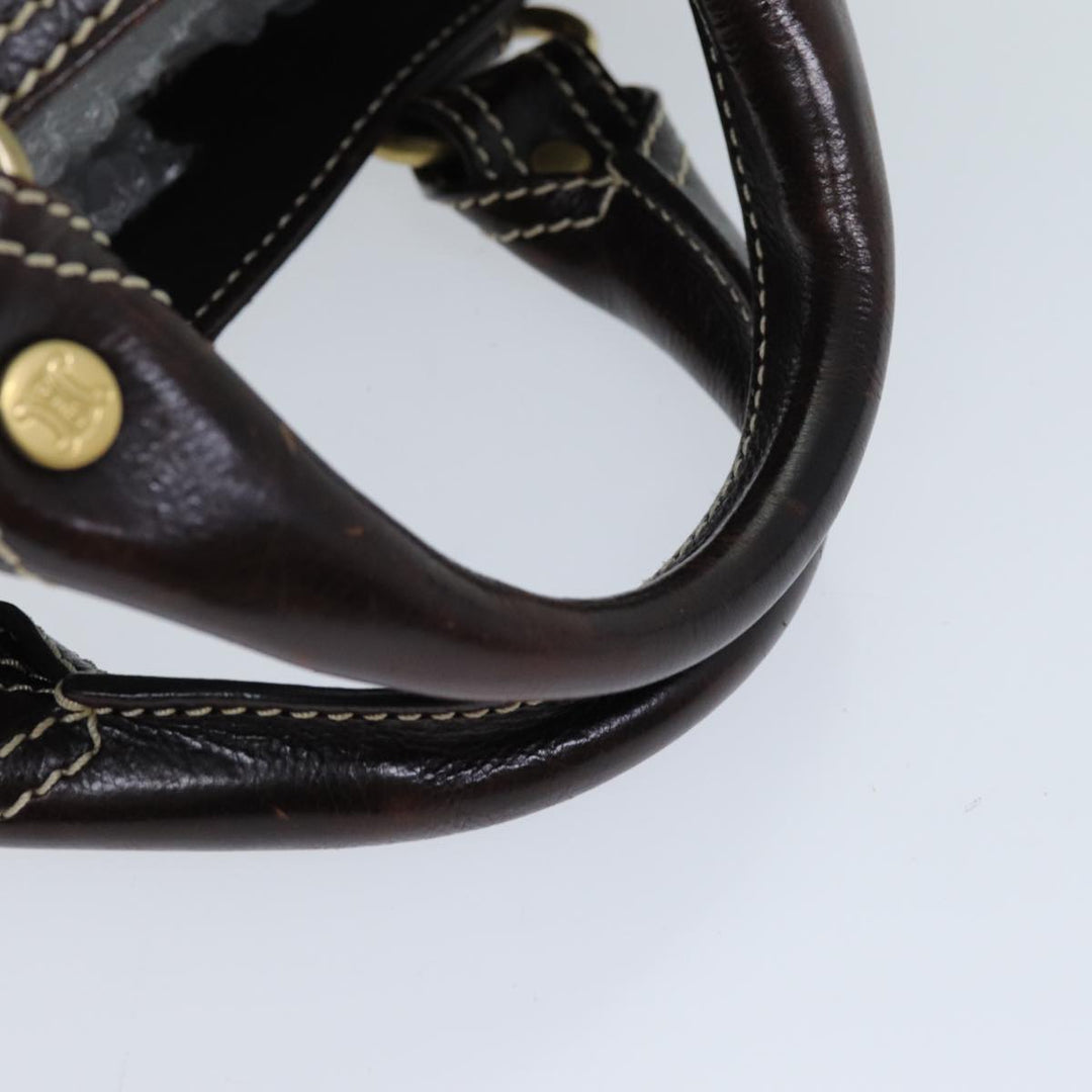 Celine Hand Bag Leather Brown  74692