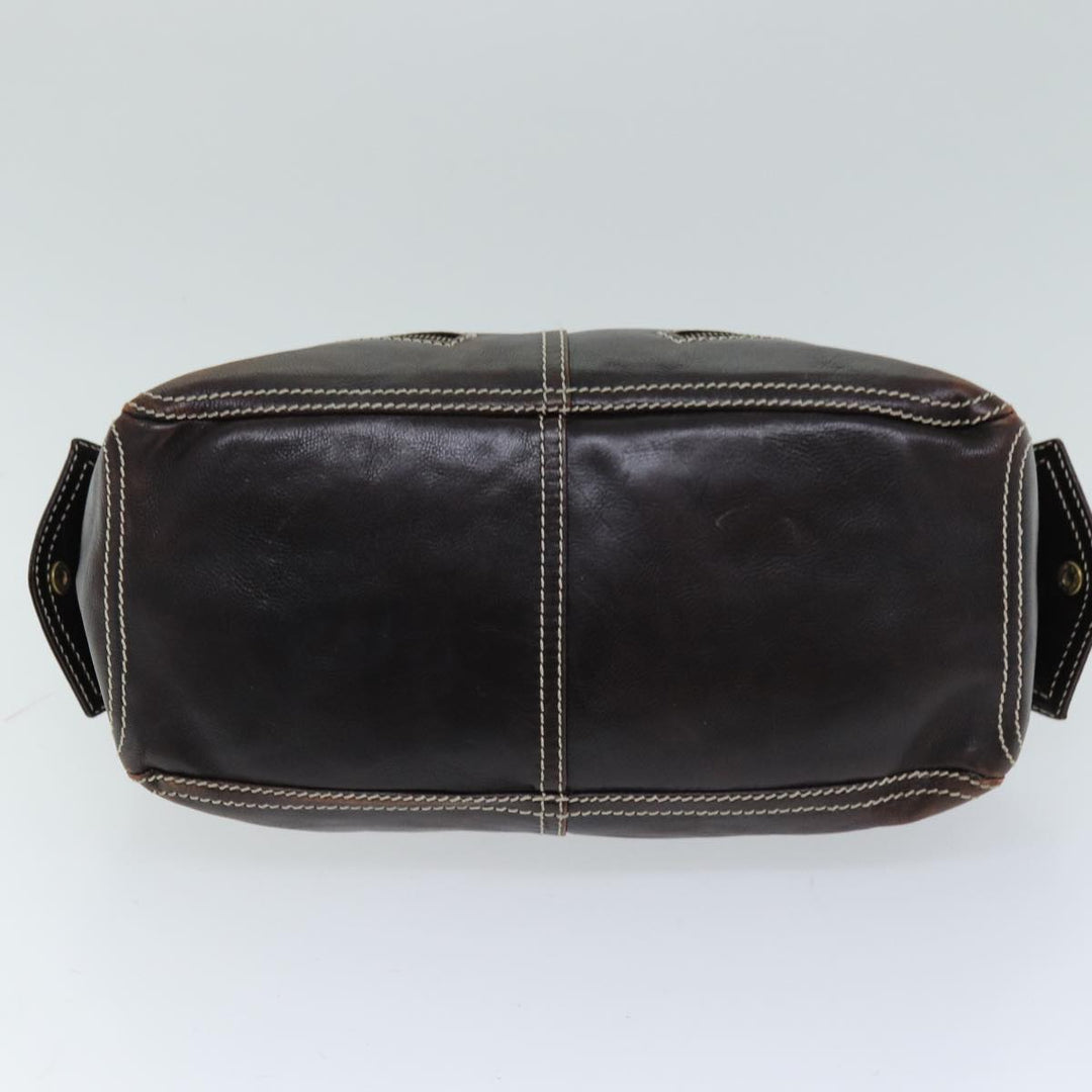 Celine Hand Bag Leather Brown  74692