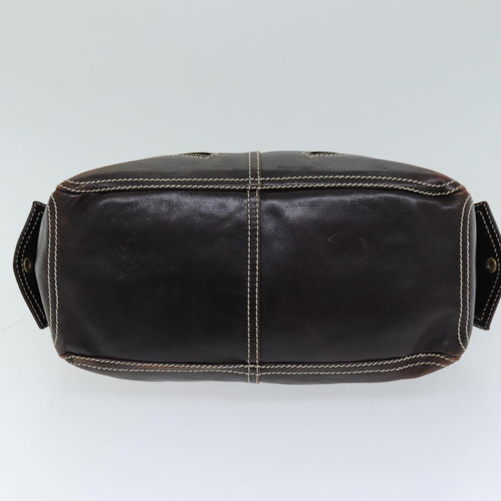 Celine Hand Bag Leather Brown  74692