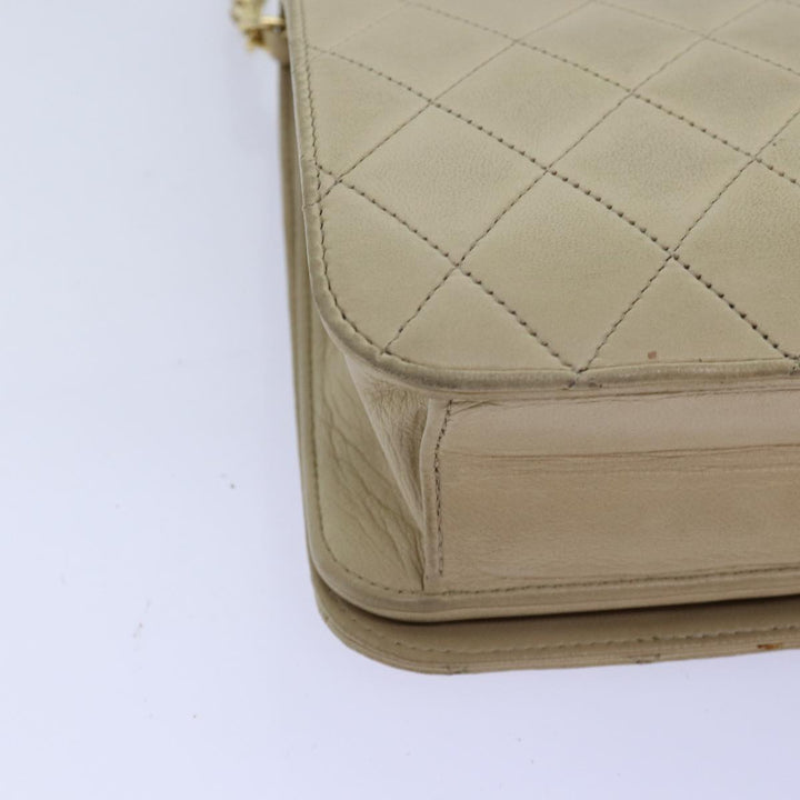 Chanel Chain Shoulder Bag Lamb Skin Beige CC Auth 74732A