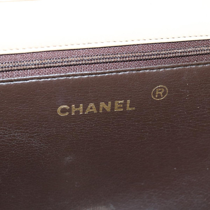 Chanel Chain Shoulder Bag Lamb Skin Beige CC Auth 74732A