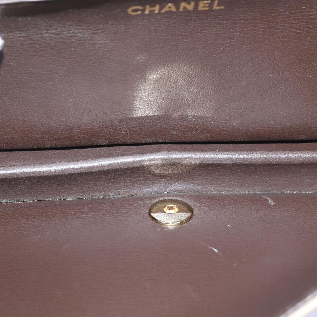 Chanel Chain Shoulder Bag Lamb Skin Beige CC Auth 74732A