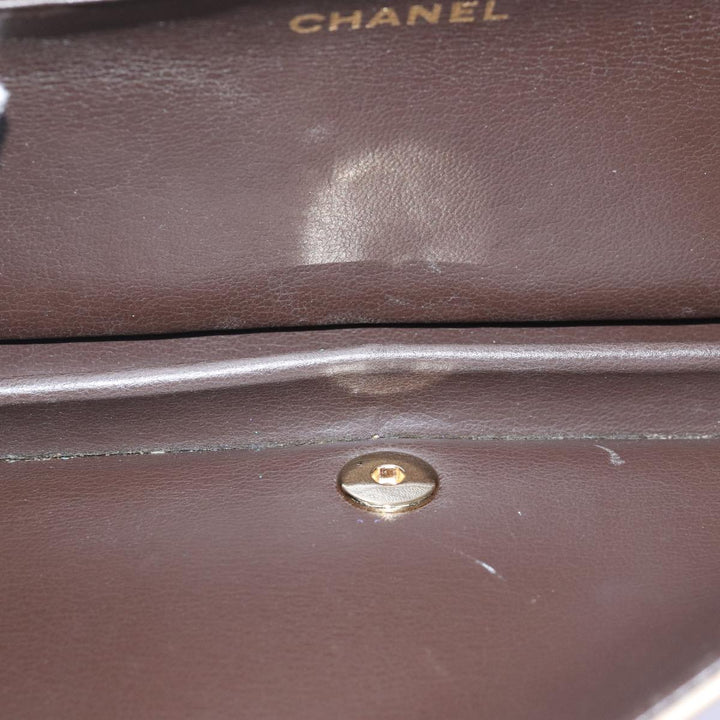 Chanel Chain Shoulder Bag Lamb Skin Beige CC Auth 74732A