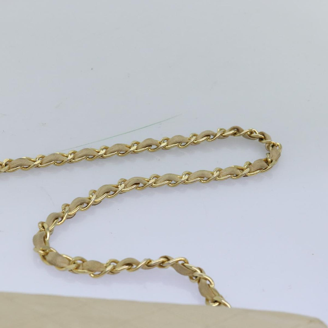 Chanel Chain Shoulder Bag Lamb Skin Beige CC Auth 74732A