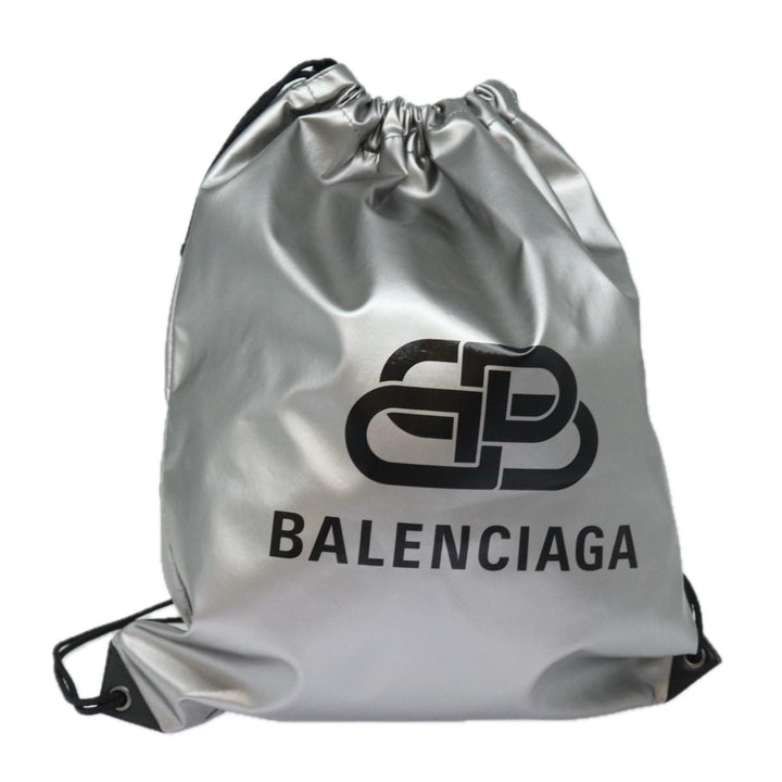balenciaga BB Explorer Backpack Nylon Silver 593648 Auth 74772