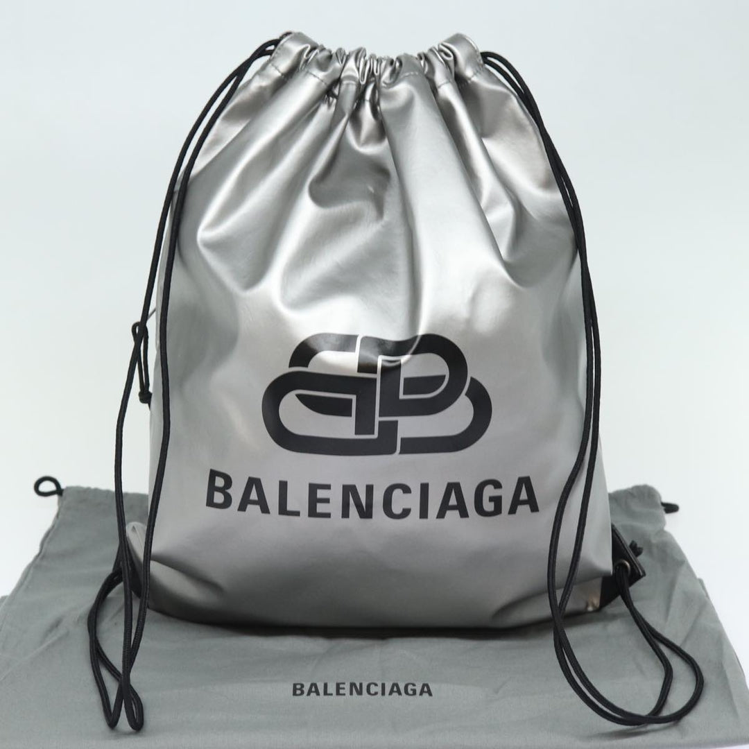 balenciaga BB Explorer Backpack Nylon Silver 593648 Auth 74772