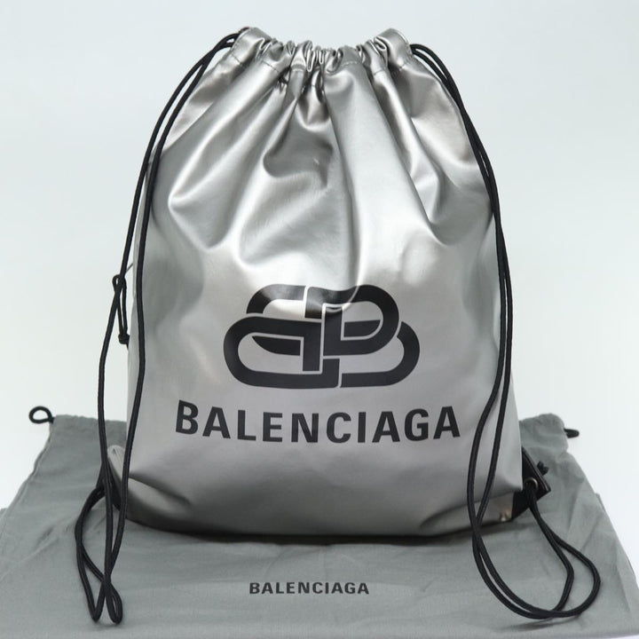 balenciaga BB Explorer Backpack Nylon Silver 593648 Auth 74772