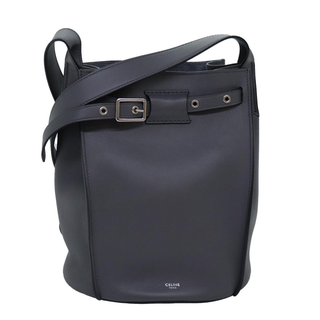 Celine Big bag Shoulder Bag Leather Gray Auth 74791SA