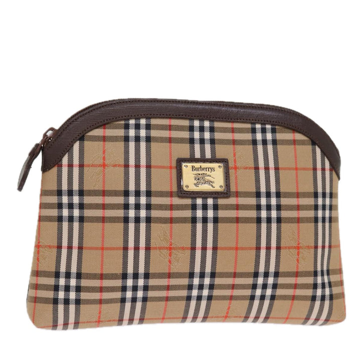 BurberrySs Nova Check Clutch Bag Canvas Beige Auth 74811