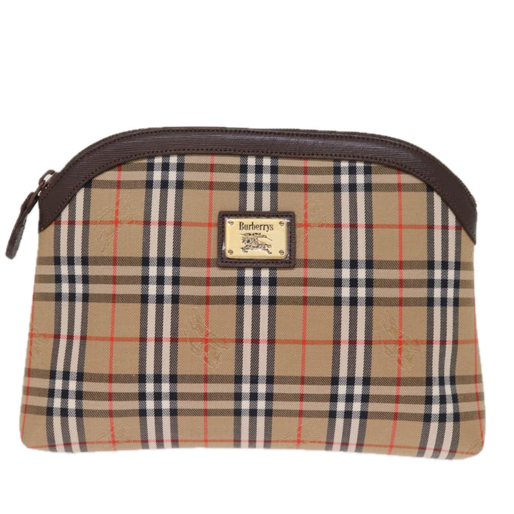 BurberrySs Nova Check Clutch Bag Canvas Beige Auth 74811