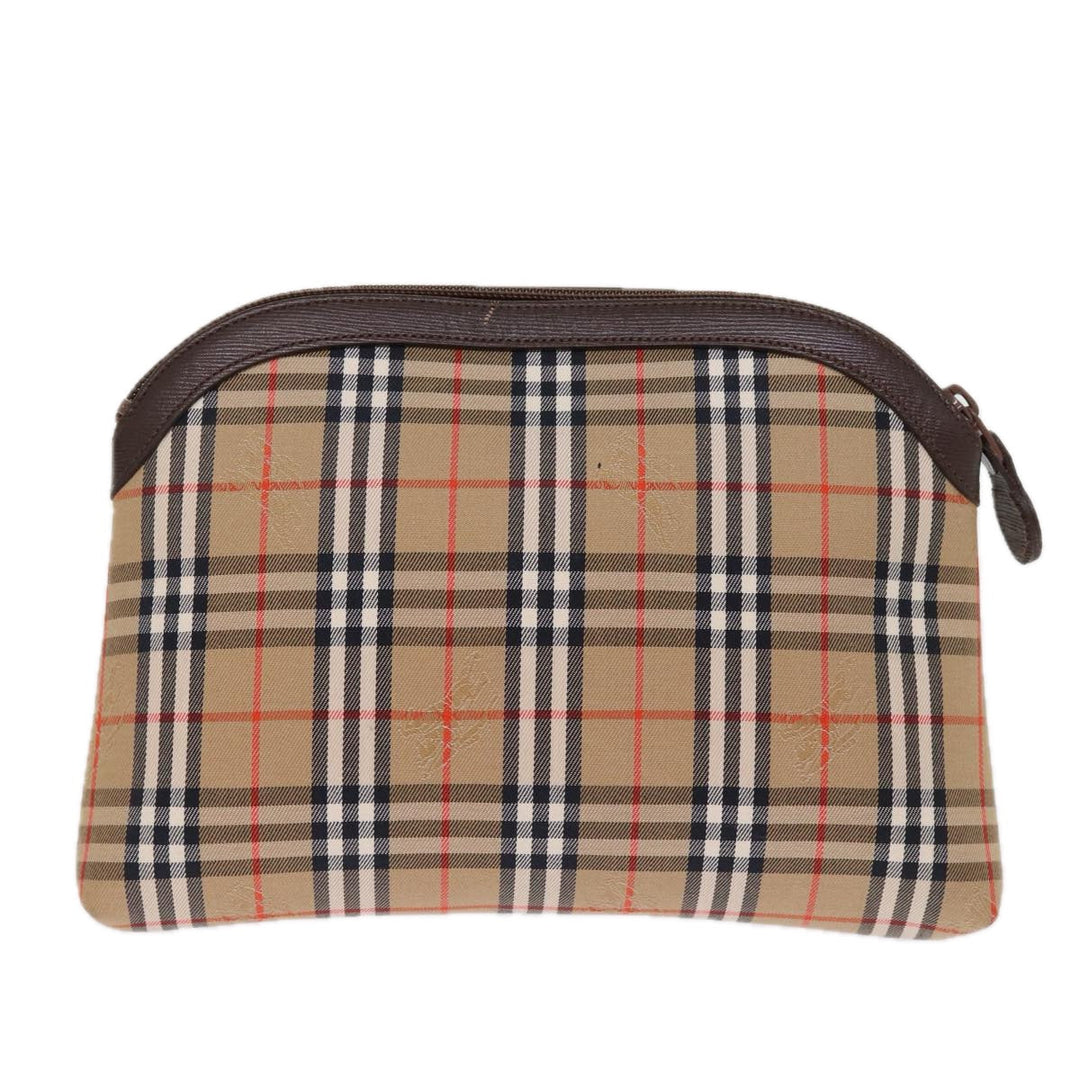 BurberrySs Nova Check Clutch Bag Canvas Beige Auth 74811