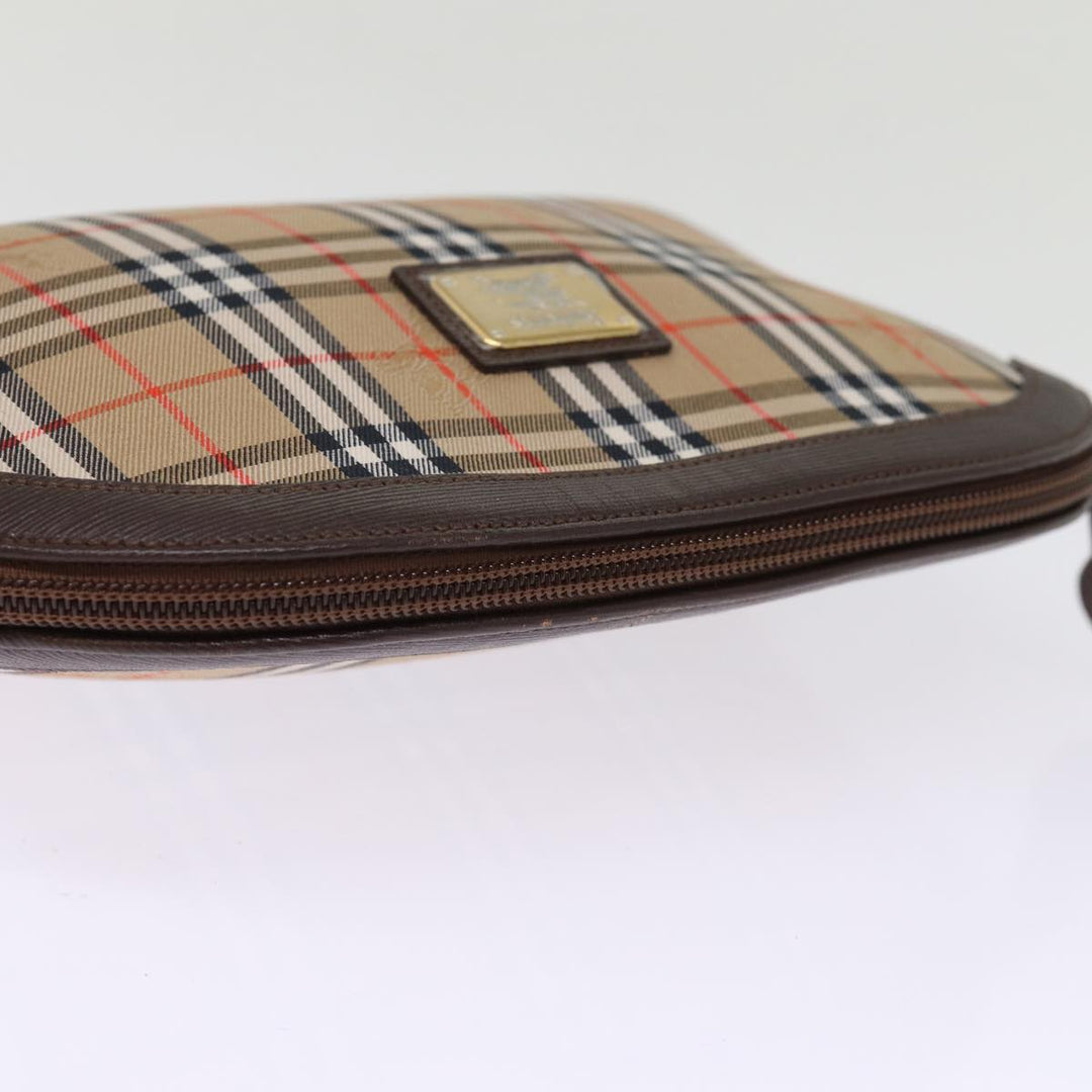 BurberrySs Nova Check Clutch Bag Canvas Beige Auth 74811