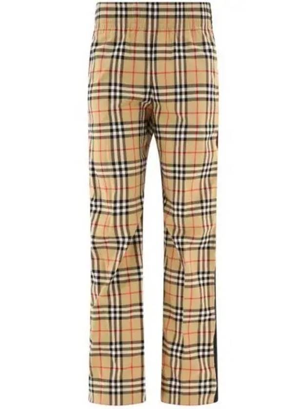 Burberry Organic Cotton Check Straight Pants Beige