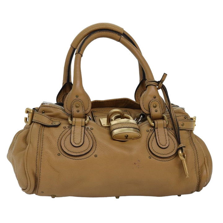 Chloe Paddington Hand Bag Leather Beige 74828