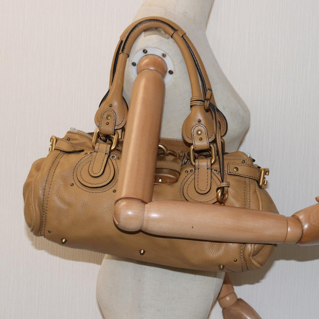 Chloe Paddington Hand Bag Leather Beige 74828