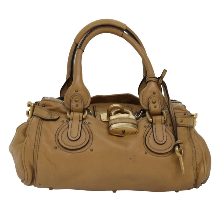 Chloe Paddington Hand Bag Leather Beige 74828