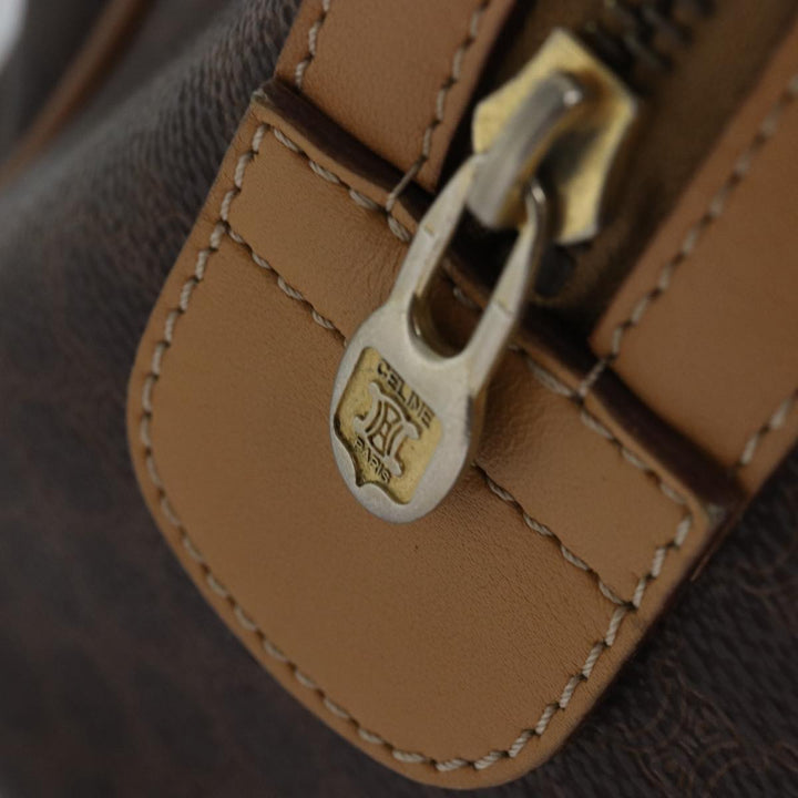 Celine Macadam Canvas Hand Bag PVC Leather Brown Auth 74884