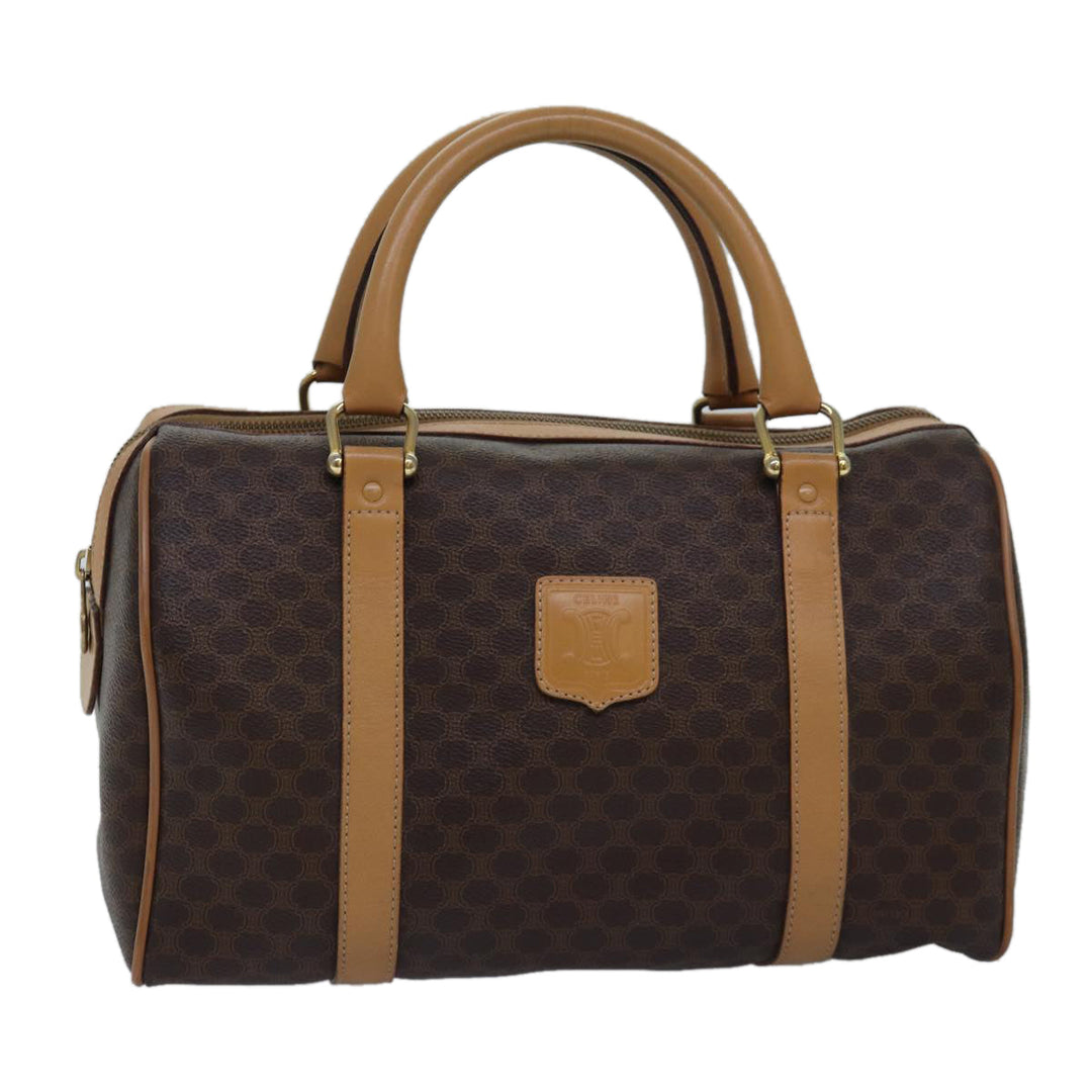 Celine Macadam Canvas Hand Bag PVC Leather Brown Auth 74884