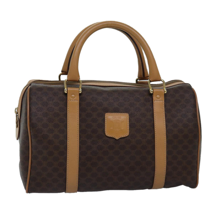 Celine Macadam Canvas Hand Bag PVC Leather Brown Auth 74884