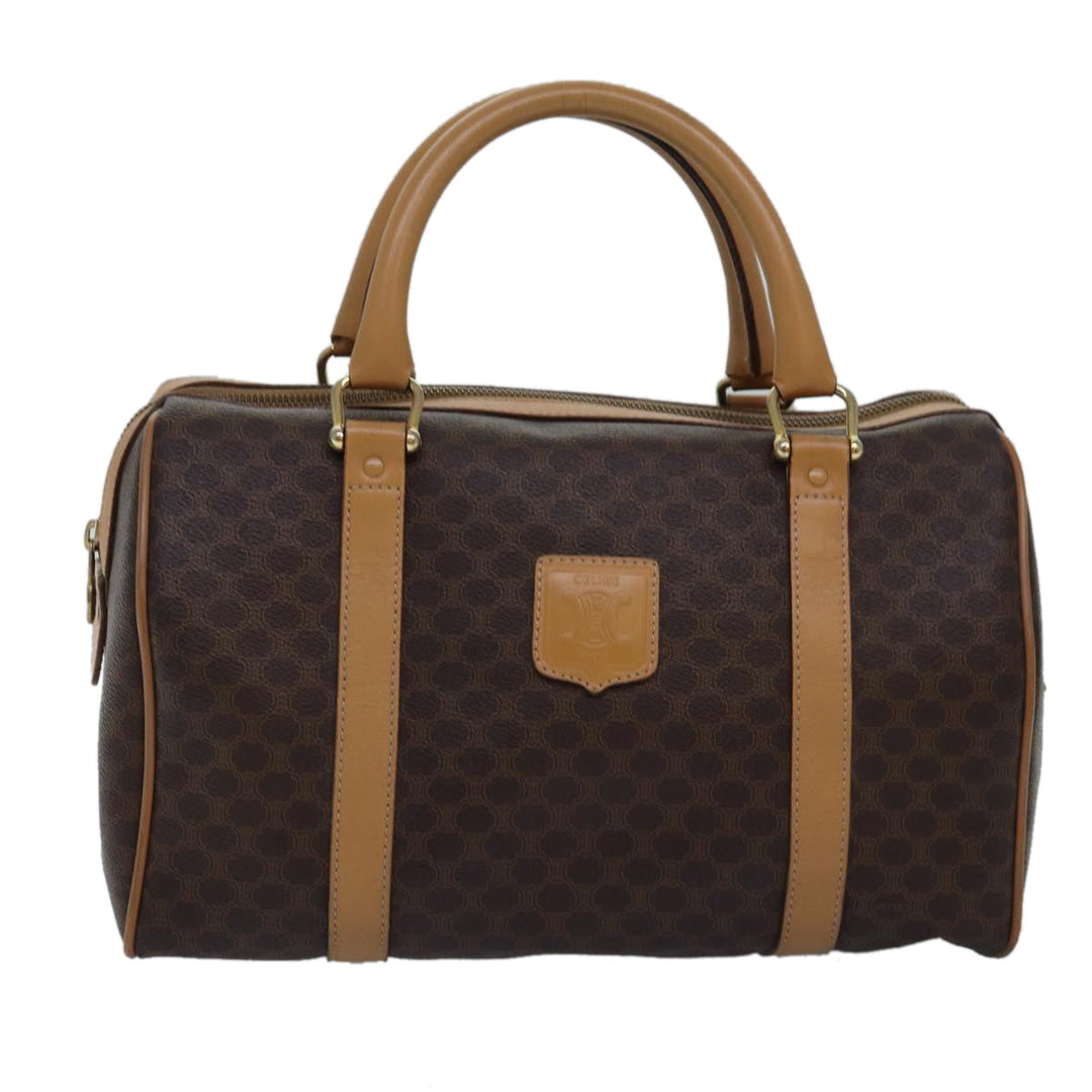 Celine Macadam Canvas Hand Bag PVC Leather Brown Auth 74884