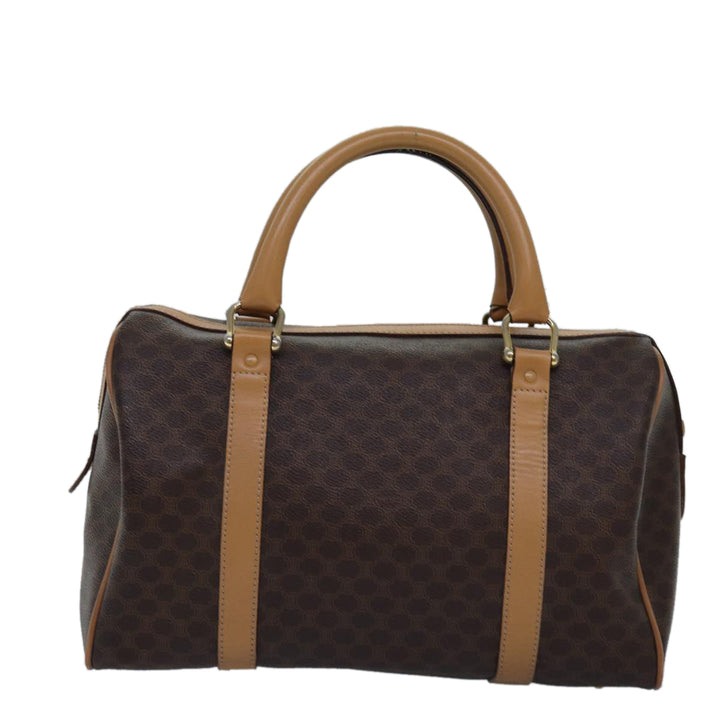 Celine Macadam Canvas Hand Bag PVC Leather Brown Auth 74884