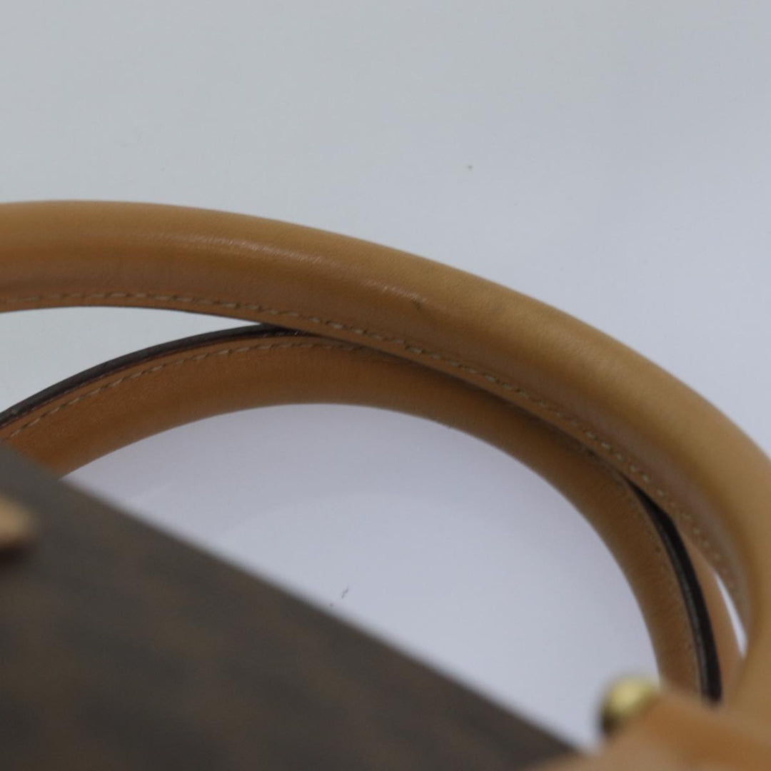 Celine Macadam Canvas Hand Bag PVC Leather Brown Auth 74884