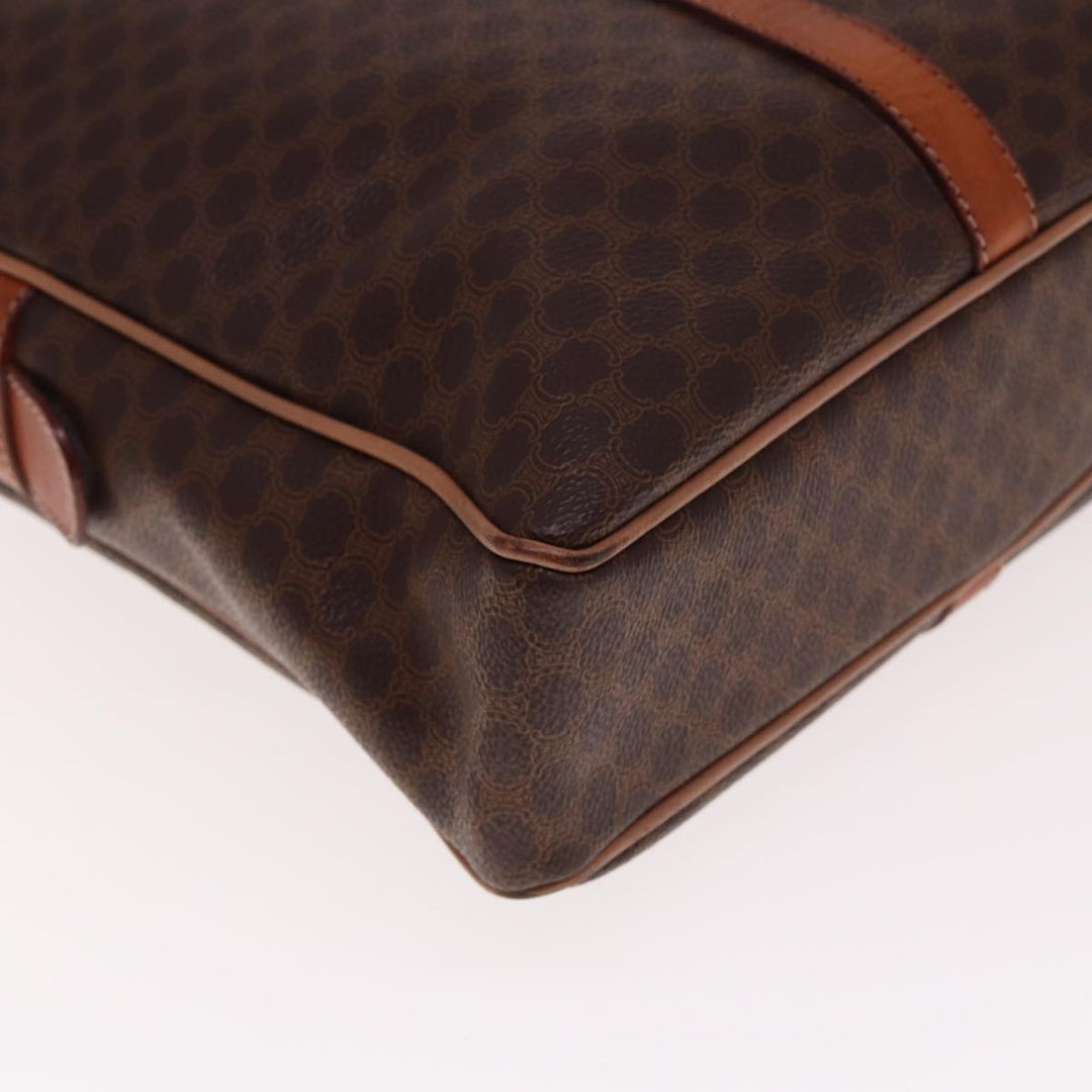 Celine Macadam Canvas Hand Bag PVC Leather Brown  74886