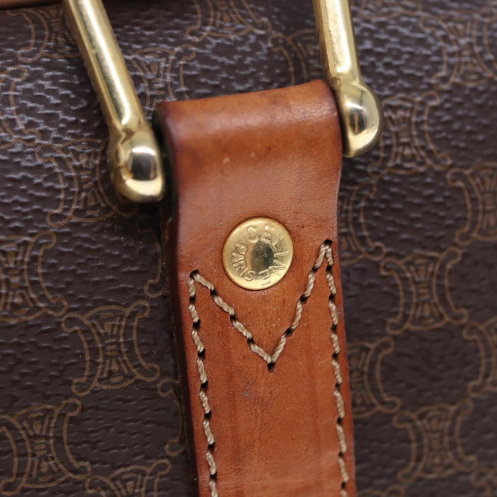 Celine Macadam Canvas Hand Bag PVC Leather Brown  74886