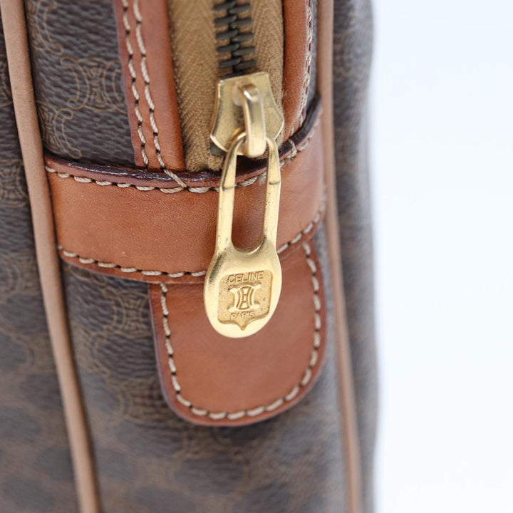 Celine Macadam Canvas Hand Bag PVC Leather Brown  74886