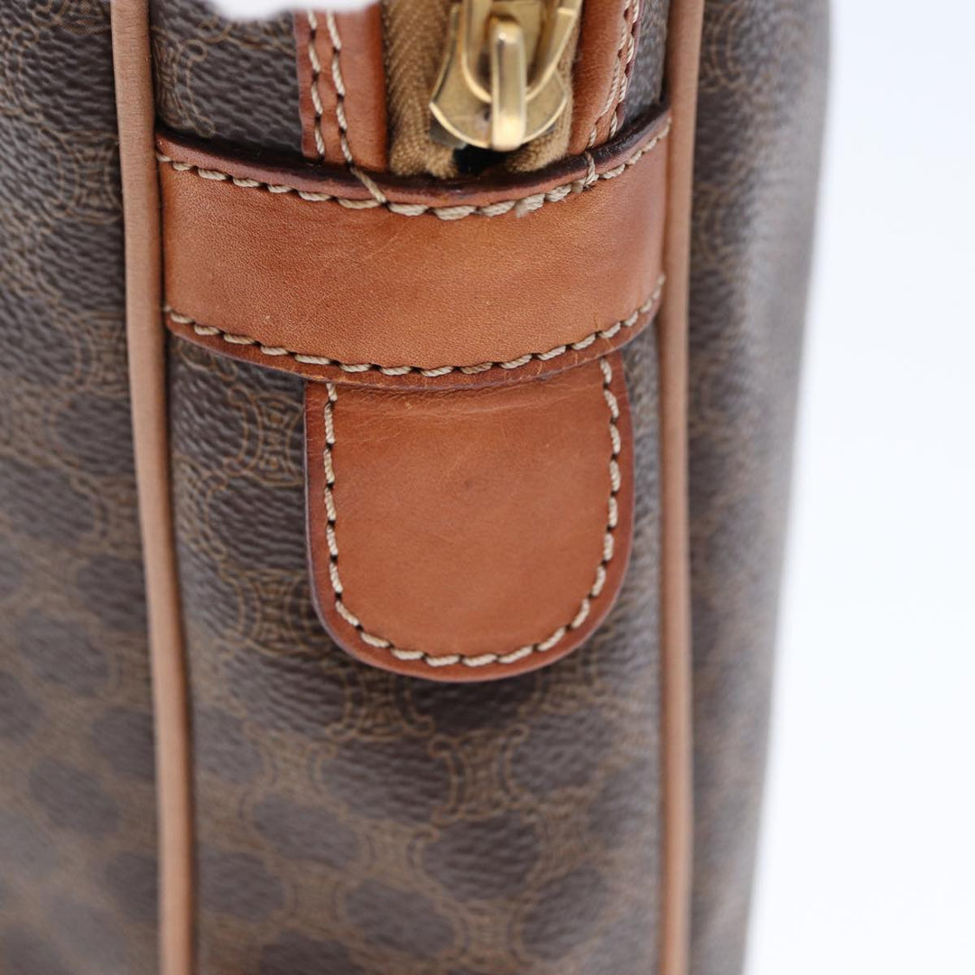 Celine Macadam Canvas Hand Bag PVC Leather Brown  74886