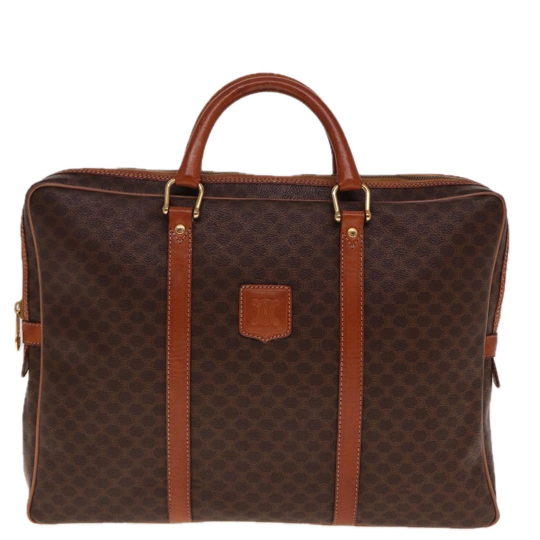 Celine Macadam Canvas Hand Bag PVC Leather Brown  74886