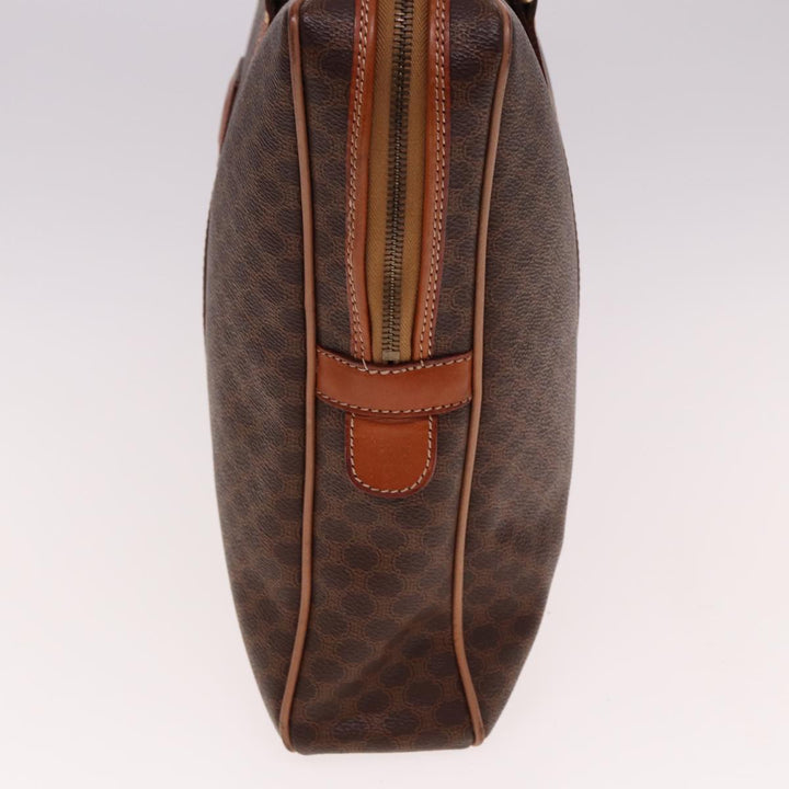 Celine Macadam Canvas Hand Bag PVC Leather Brown  74886