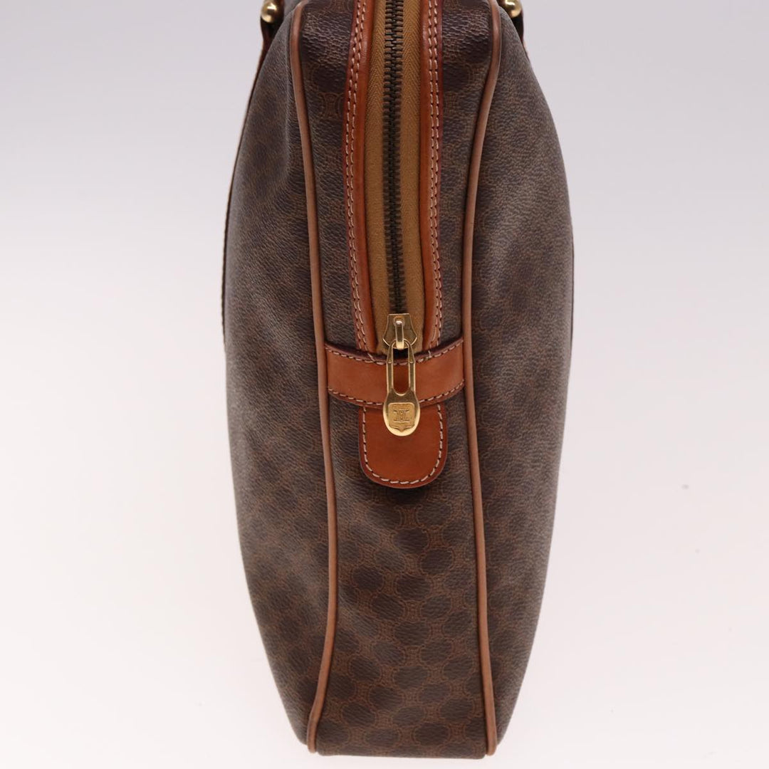 Celine Macadam Canvas Hand Bag PVC Leather Brown  74886
