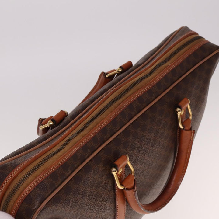 Celine Macadam Canvas Hand Bag PVC Leather Brown  74886