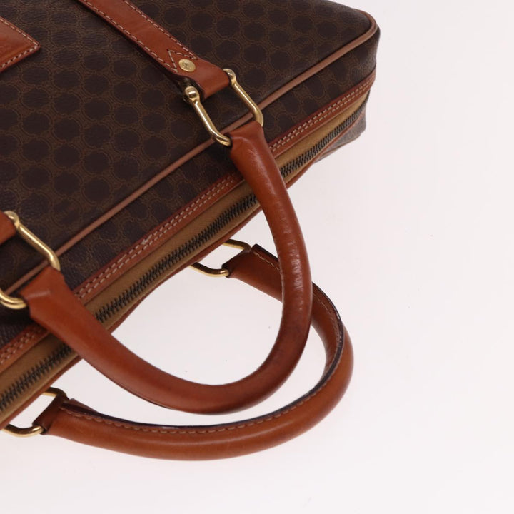 Celine Macadam Canvas Hand Bag PVC Leather Brown  74886