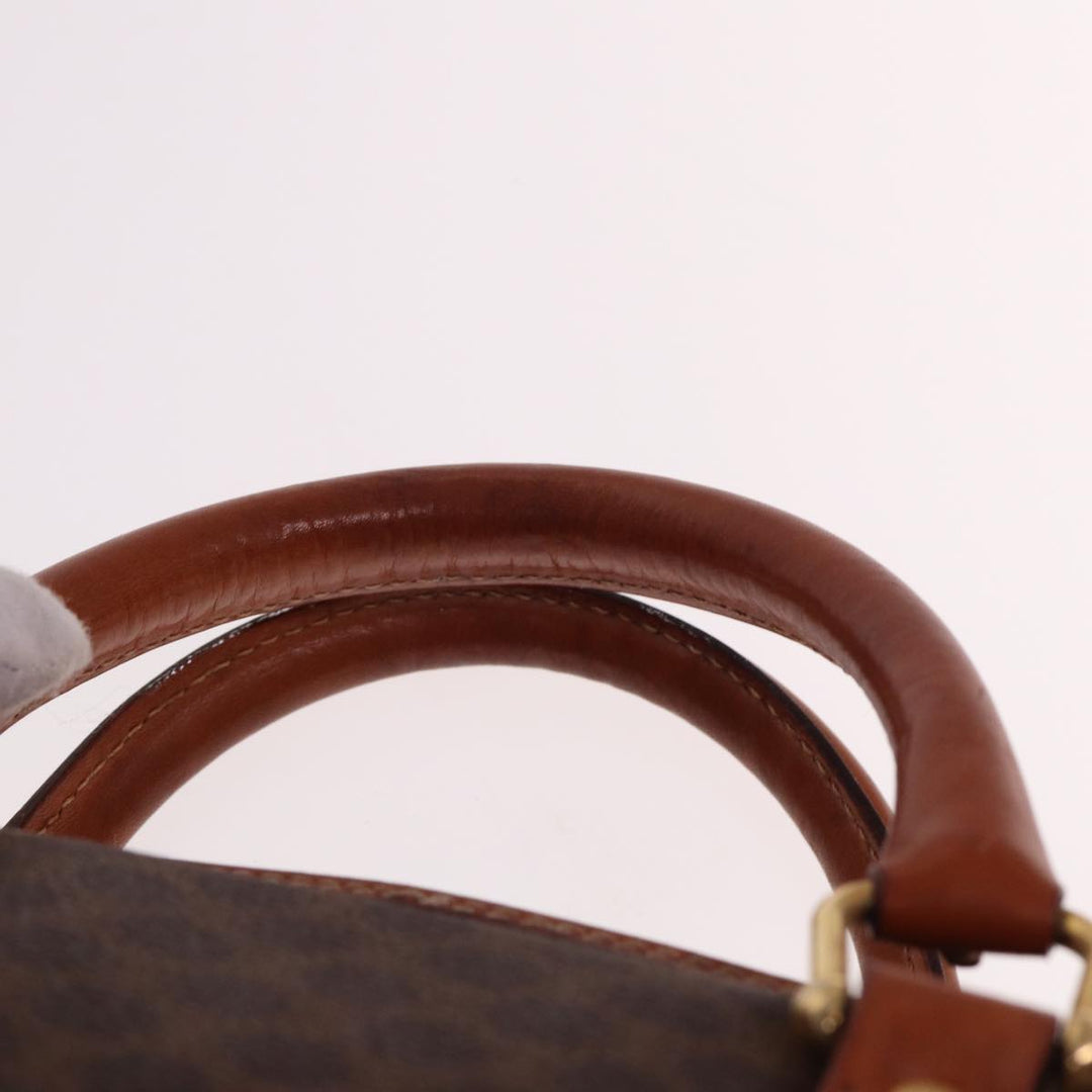 Celine Macadam Canvas Hand Bag PVC Leather Brown  74886