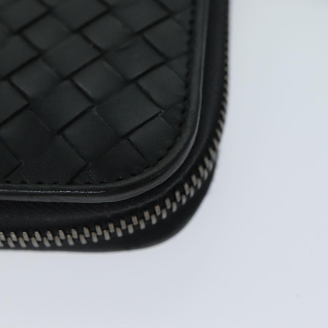 Bottega veneta INTRECCIATO Long Wallet Leather Black Auth 74890