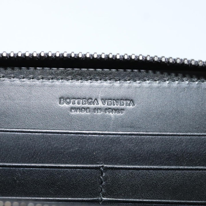 Bottega veneta INTRECCIATO Long Wallet Leather Black Auth 74890