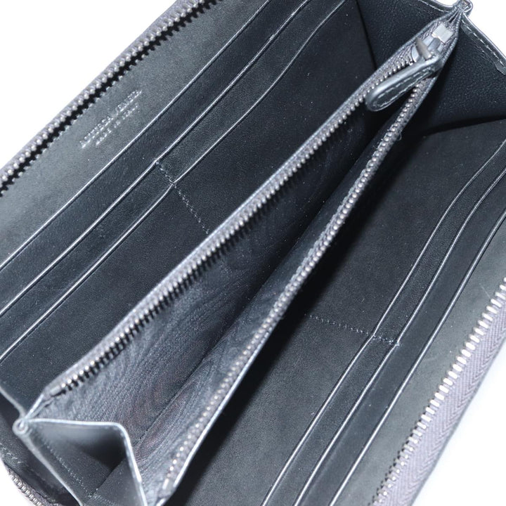 Bottega veneta INTRECCIATO Long Wallet Leather Black Auth 74890
