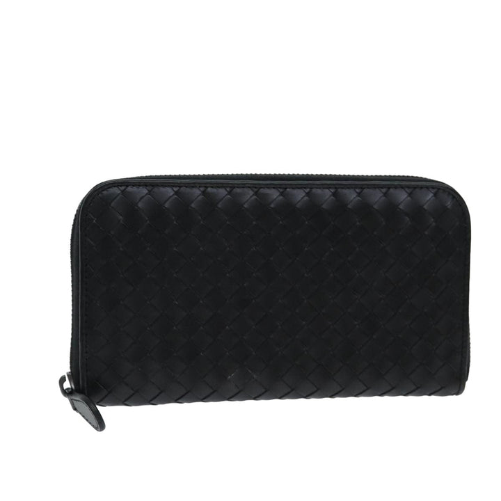 Bottega veneta INTRECCIATO Long Wallet Leather Black Auth 74890