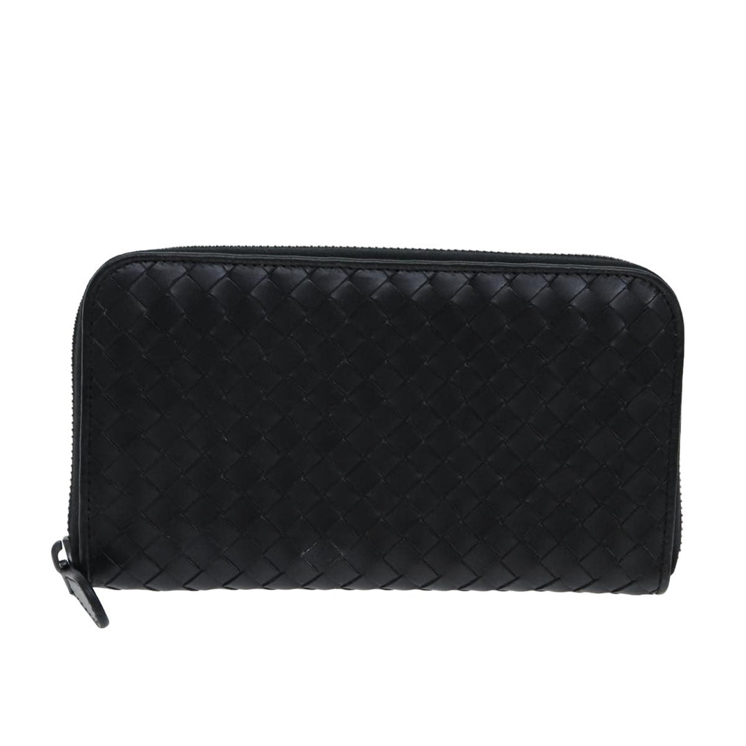 Bottega veneta INTRECCIATO Long Wallet Leather Black Auth 74890