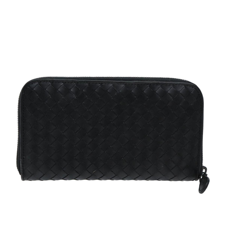 Bottega veneta INTRECCIATO Long Wallet Leather Black Auth 74890
