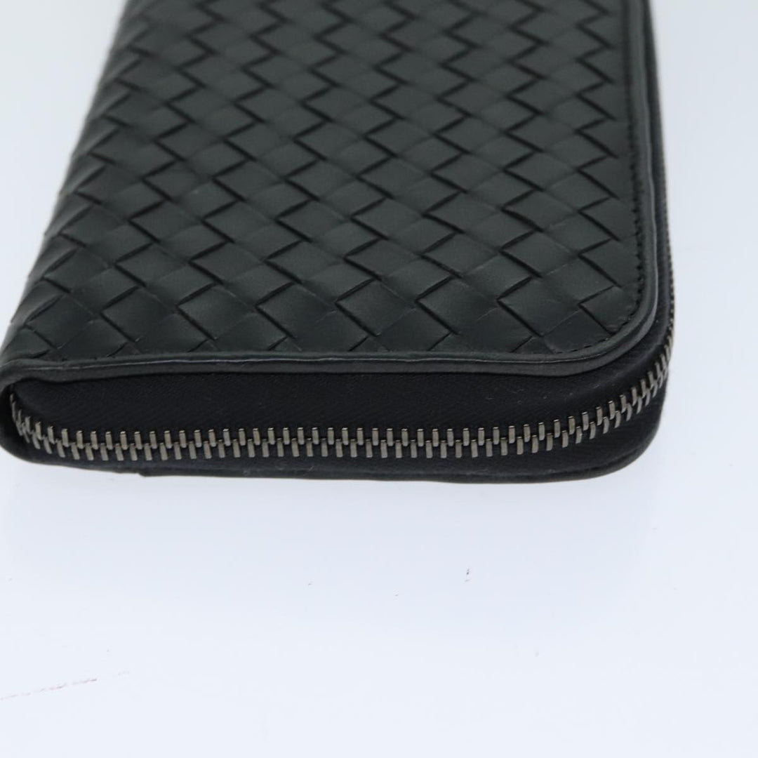 Bottega veneta INTRECCIATO Long Wallet Leather Black Auth 74890