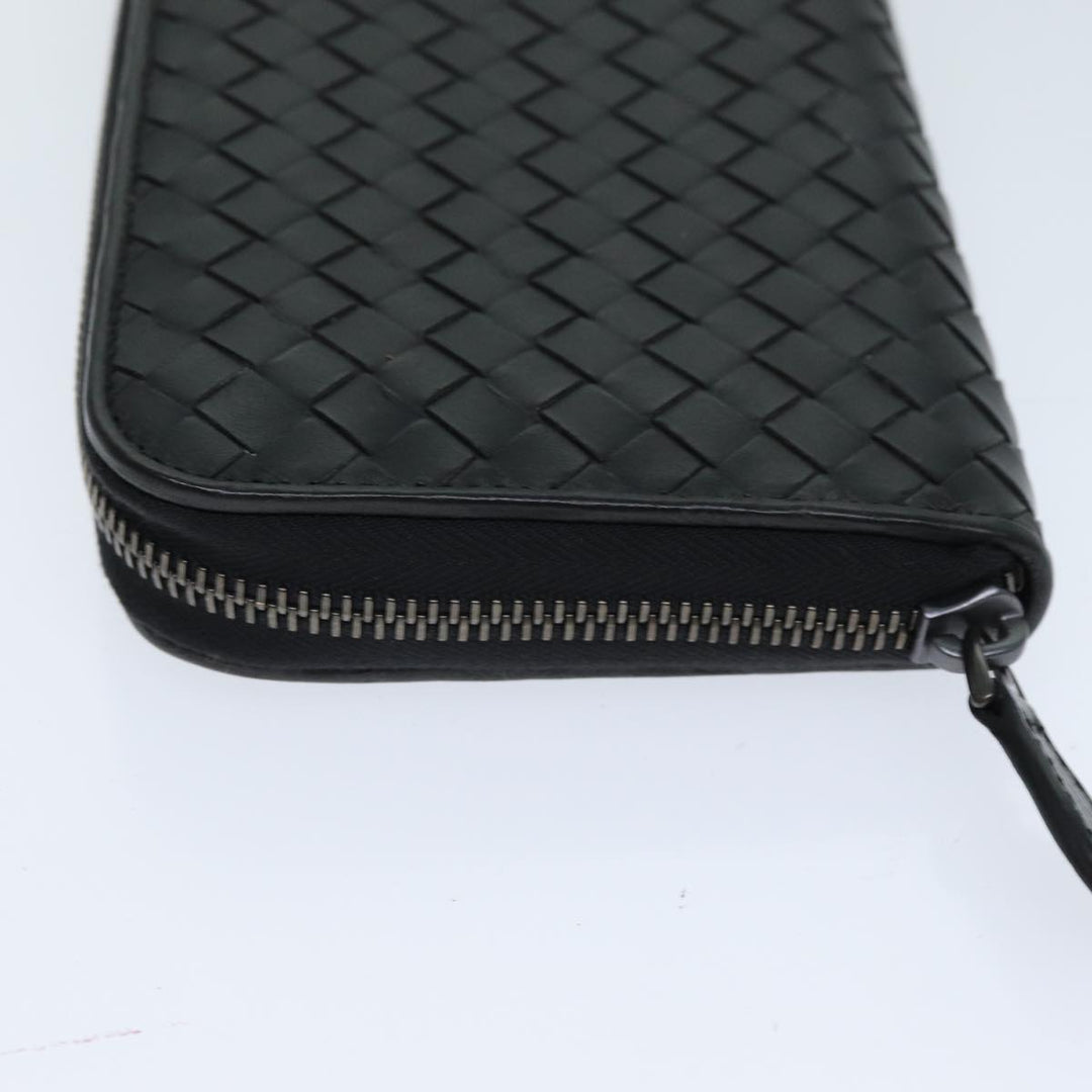 Bottega veneta INTRECCIATO Long Wallet Leather Black Auth 74890