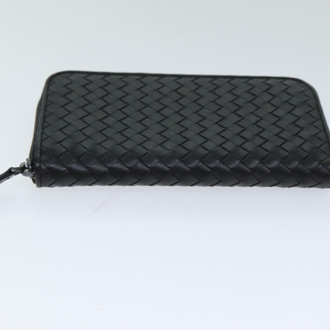 Bottega veneta INTRECCIATO Long Wallet Leather Black Auth 74890